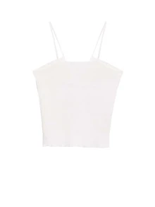Solid Crop Knit Cami Top - White - View 2