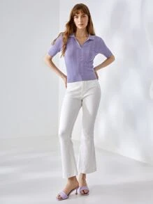 MOTF PREMIUM LINEN SLINKY KNIT TOP - Lilac Purple - View 6