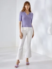 MOTF PREMIUM LINEN SLINKY KNIT TOP - Lilac Purple - View 7