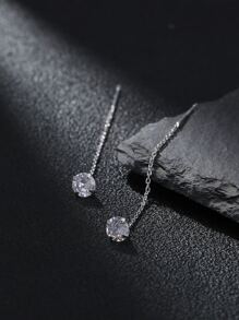 Nooxian 方晶鋯石裝飾耳線 - 銀色 - 查看 3