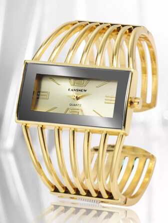 Reloj cuarzo de puntero rectángulo con diseño de pulsera con tira