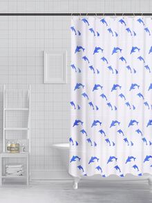 1pc Dolphin Print Shower Curtain With 12pcs Hook - Multicolor - View 5