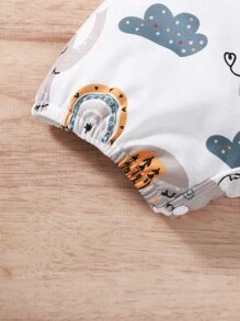 SHEIN 男嬰大象和雲朵圖案背心連體短褲 - 彩色 - 查看 5