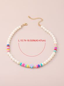 心形及假珍珠裝飾的串珠項鍊 - 彩色 - 查看 4