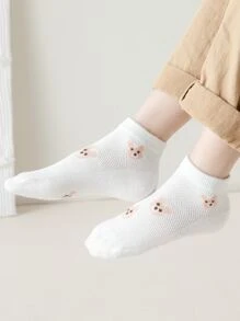 5pairs Toddler Kids Bear Print Ankle Socks - Multicolor - View 5