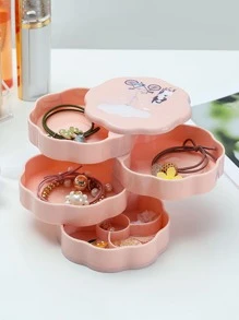 1pc Plastic Jewelry Box, Modern Multi-layer Jewelry Storage Box For Home - Pink - View 1