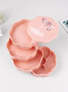 1pc Plastic Jewelry Box, Modern Multi-layer Jewelry Storage Box For Home - Pink - View 2