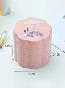 1pc Plastic Jewelry Box, Modern Multi-layer Jewelry Storage Box For Home - Pink - View 3