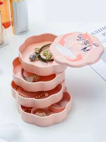 1pc Plastic Jewelry Box, Modern Multi-layer Jewelry Storage Box For Home - Pink - View 4