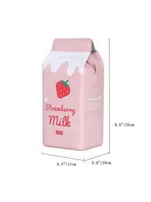 Cute Animal & Milk Carton Printed Mini Shoulder Bag, Simple Style Magnetic Closure Crossbody Bag For Girls - Pink - View 3