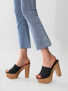 Sandalias planas plataforma con tacón grueso - Negro - Ver 5