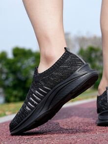 Men's Slip-On Walking Shoes, Lightweight Breathable Casual Sports Shoes - Black - View 1