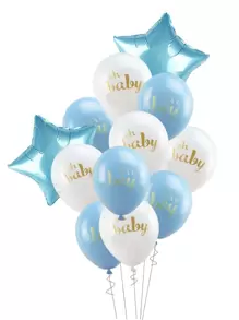 12pcs/set Decorative Balloon, Latex Balloon For Baby Shower Party - Baby Blue - View 1