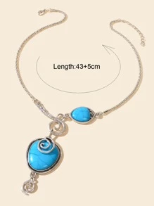 Collar con colgante con turquesa - Plateado - Ver 3