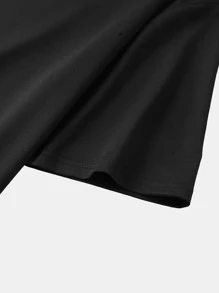 Manfinity Homme 男士字母刺繡T恤 - 黑色 - 查看 4