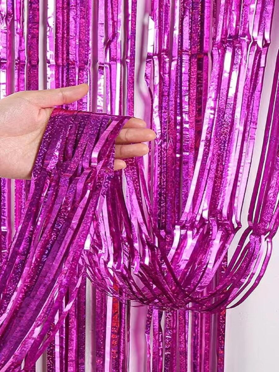 1 tấm rèm nhựa PET trang trí phông nền tiệc - Màu Hồng Tươi - Xem 1
