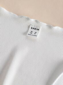 SHEIN Vintaside Kids 女孩木耳邊前繫帶上衣和碎花吊帶洋裝