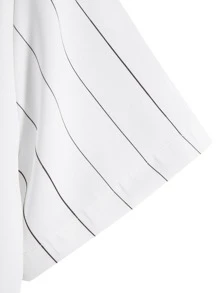 Manfinity Homme Camisa con botón de rayas - Blanco - Ver 3