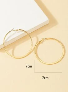 極簡風格圓耳環 - 金黃色 - 查看 4