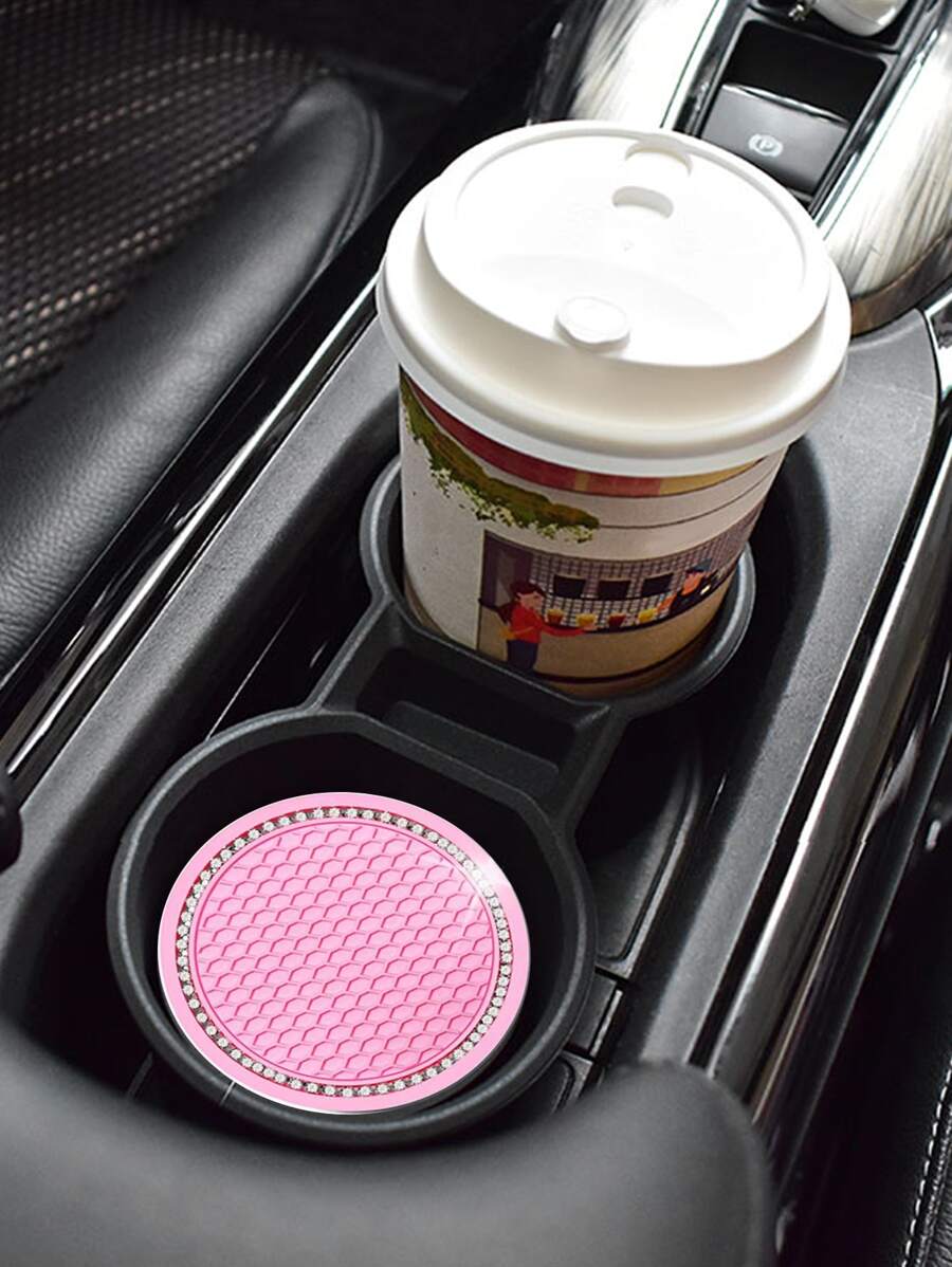 2 cái rhinestone trang trí xe coaster - Bạc - Xem 1