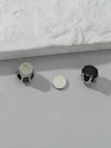 Fashionable and Popular Men Round Design Magnetic Earrings for Jewelry Gift and for a Stylish Look - Black - View 2