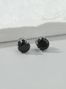 Fashionable and Popular Men Round Design Magnetic Earrings for Jewelry Gift and for a Stylish Look - Black - View 3