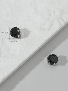 Fashionable and Popular Men Round Design Magnetic Earrings for Jewelry Gift and for a Stylish Look - Black - View 4