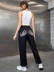 SHEIN Unity Quần thể thao nữ Lễ Các Thánh - màu đen - Xem 3