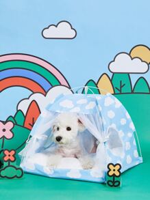 PETSIN Cloud Print Pet Tent - Blue - View 2