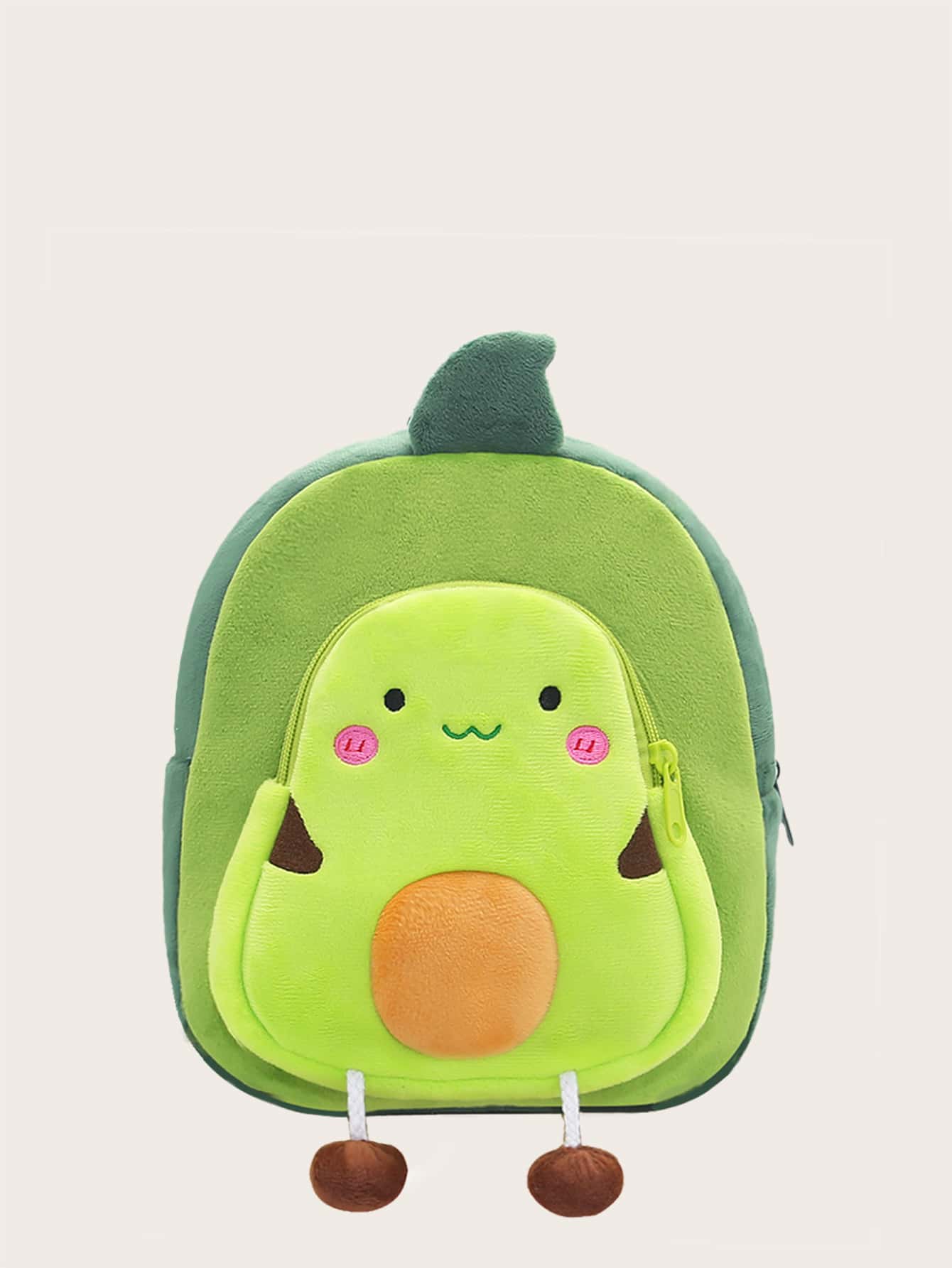 1pc Unisex Fruit Avocado Shaped Plush Backpack For Children, Suitable For Daily Use In All Seasons