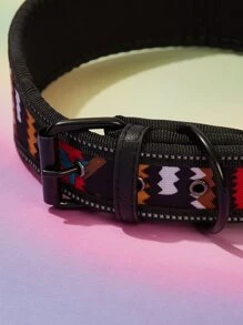 件彩色波浪圖案戶外反光可調式寵物項圈附皮帶配件，適合狗狗外出時配戴，適合音樂節 - 彩色 - 查看 4