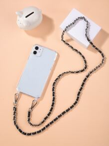 Clear Phone Case With Chain Lanyard - Black - View 2