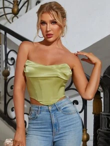 PARTHEA Áo nữ Dây kéo màu trơn Hấp dẫn - Màu xanh Bạc hà - Xem 8