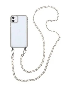 Clear Phone Case With Chain Lanyard - White - View 6