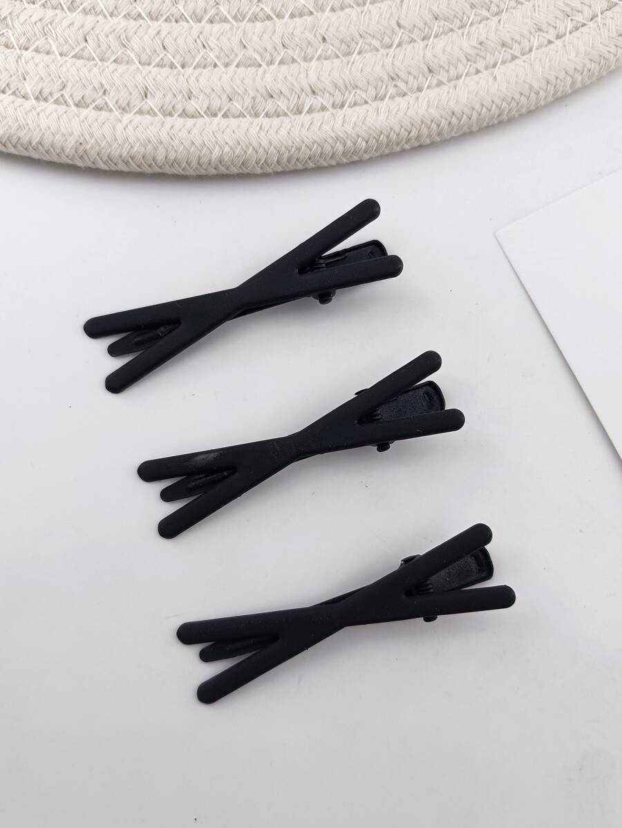 3pcs Solid Hair Clip - Black - View 1