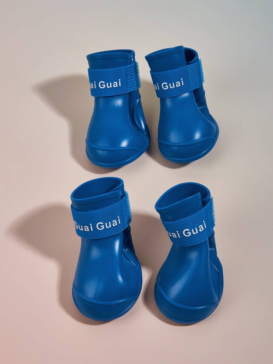 4入組字母圖案寵物鞋子