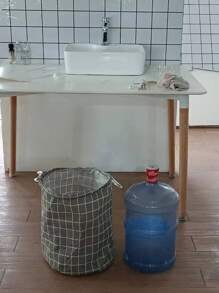 1pc Random Color Round Dirty Clothes Basket, Laundry Basket, Portable Dirty Clothes Hamper Dress Pants Shoes Jeans Boots Skirt - Grey - View 7