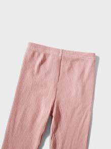 SHEIN Young Girl 3pcs Cotton Solid Rib Knit Leggings