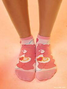 SHEIN X Care Bears 3雙卡通熊圖案短襪 - 彩色 - 查看 4
