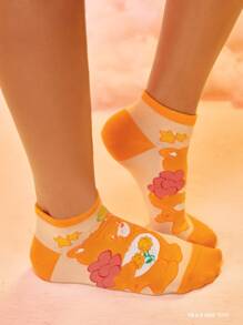 SHEIN X Care Bears 3雙卡通熊圖案短襪 - 彩色 - 查看 6