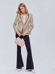 MOTF PREMIUM TWEED PLAID DOUBLE BUTTON OVERCOAT