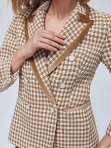 MOTF PREMIUM TWEED PLAID DOUBLE BUTTON OVERCOAT