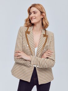 MOTF PREMIUM TWEED PLAID DOUBLE BUTTON OVERCOAT