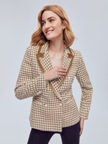 MOTF PREMIUM TWEED PLAID DOUBLE BUTTON OVERCOAT