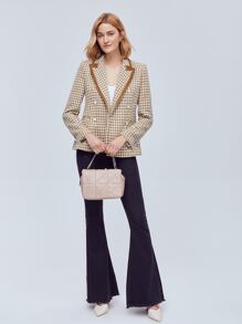 MOTF PREMIUM TWEED PLAID DOUBLE BUTTON OVERCOAT