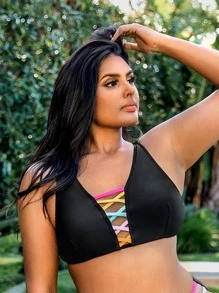 Swim Vcay Plus Criss Cross Bikini Top - Black - View 3