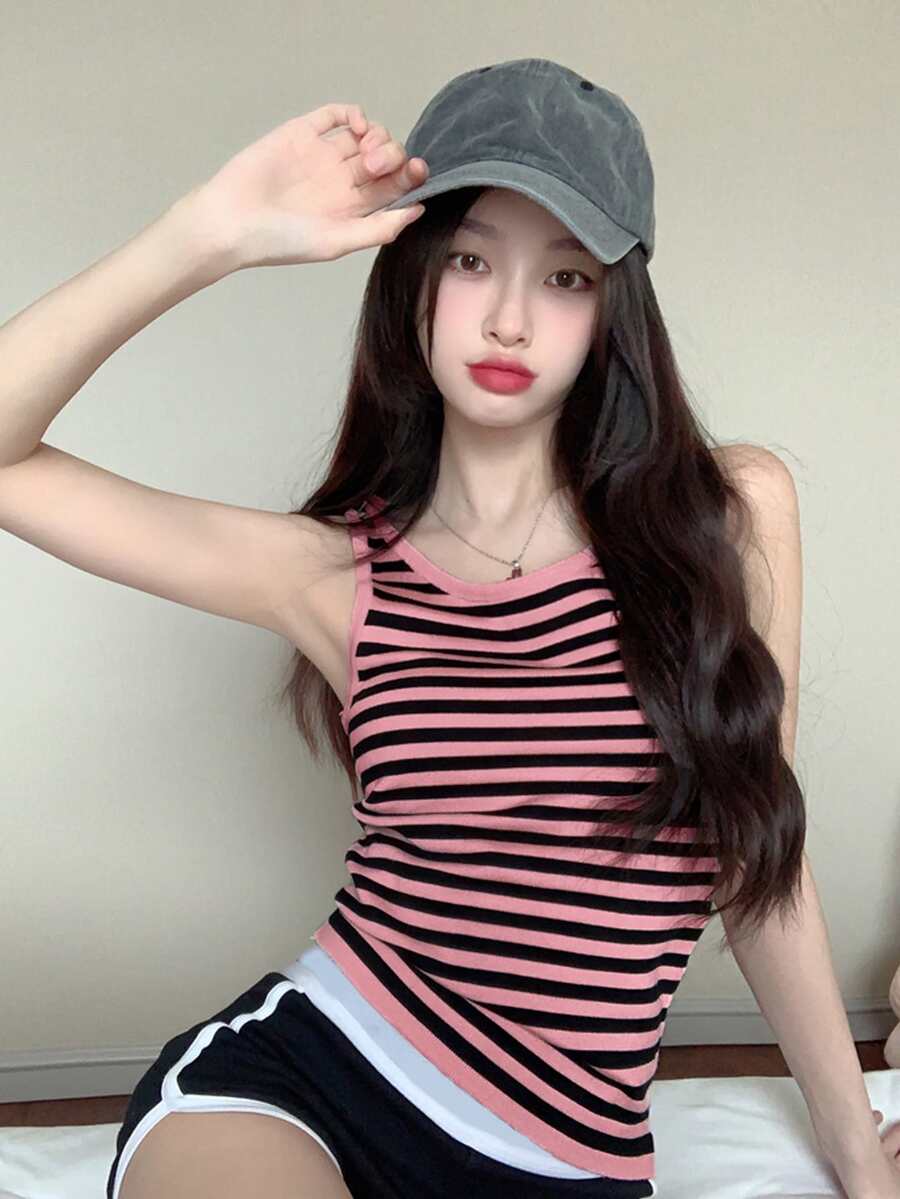 拼接條紋毛衣背心 - 彩色 - 查看 1