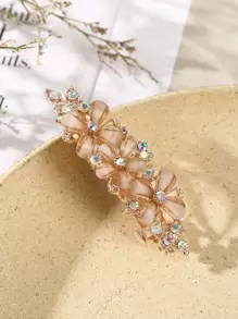 1pc Crystal & Rhinestone Flower Hair Clip Boho Valentine's Day Valentines,Hair Accessories,Hair Barrettes Hair Clips Claw Clips Hair Claws, School Stuff - Champagne - View 2