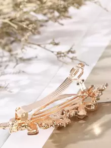 1pc Crystal & Rhinestone Flower Hair Clip Boho Valentine's Day Valentines,Hair Accessories,Hair Barrettes Hair Clips Claw Clips Hair Claws, School Stuff - Champagne - View 3