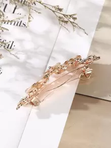 1pc Crystal & Rhinestone Flower Hair Clip Boho Valentine's Day Valentines,Hair Accessories,Hair Barrettes Hair Clips Claw Clips Hair Claws, School Stuff - Champagne - View 4